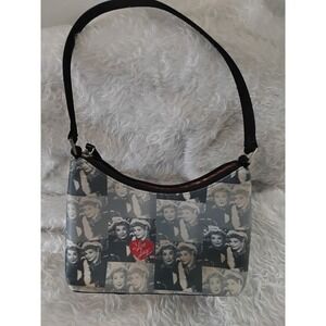 I Love Lucy Vintage Photo Print Shoulder Bag Black White Gingham Lining Small